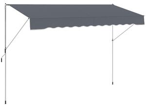 Outsunny Copertină Retractabilă cu Braț Pliabil, 400x120 cm, Gri Închis | Aosom Romania