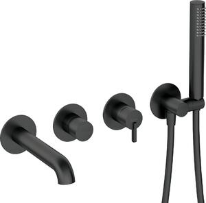 Deante Silia, baterie de baie ascuns cu 4 orificii cu set de dus, negru mat, DEA-BQS_N18P