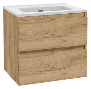 Kielle Nefia - Dulap cu lavoar, 60x55x46 cm, 2 sertare, stejar auriu 50027S621