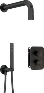 Deante Silia, set de duș ascuns cu cap și duș manual și sistem de instalare BOX, negru mat, DEA-BXYZNQSM