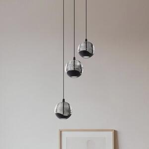 Lucande Lampă suspendată LED Hayley, negru, 3 becuri, sticlă, Negru, Camera de zi / sufragerie, Sticlă, Modern