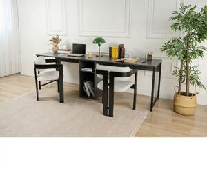 Birou TWIN, gri antracit/negru, PAL melaminat/metal, 240x60x74 cm