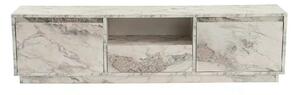 Comoda TV VANGUARD, alb cu efect de marmura, PAL, 160x30x42 cm
