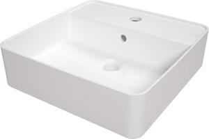 Deante Square, chiuveta blat cu orificiu pentru robinet 420x420x120mm, alb lucios, DEA-CGS_6U4B
