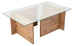 Masuta cafea VETRINO, pin/transparent, sticla/PAL, 105x65x40 cm
