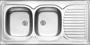 Deante Tango, chiuvetă blat din oțel inoxidabil cu 2 camere Z/O 1200x600x150 2" + sifon, model satinat, ZE6_0210