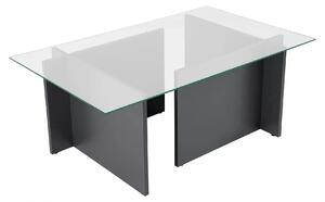 Masuta cafea VETRINO, gri antracit/transparent, sticla/PAL, 105x65x40