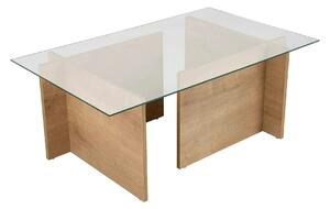 Masuta cafea VETRINO, stejar miere/transparent, sticla/PAL, 105x65x40
