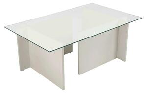 Masuta cafea VETRINO, alb/transparent, sticla/PAL, 105x65x40 cm