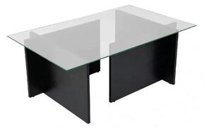 Masuta cafea VETRINO, negru/transparent, PAL/sticla, 105x65x40 cm
