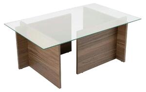 Masuta cafea VETRINO, nuc/transparent, sticla/PAL, 105x65x40 cm