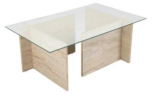 Masuta cafea VETRINO, bej cu efect de piatra travertin/transparent, st