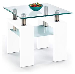 Masuta cafea DIANA H, transparent/alb, 60x60x55 cm
