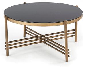 Masuta cafea Ismena, negru/auriu, sticla/otel, 80x80x41 CM