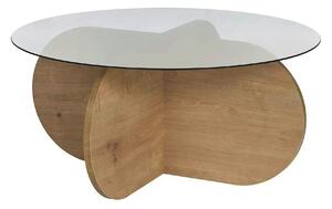 Masuta cafea AERIS, stejar/fumuriu, PAL/sticla, 75x75x35 cm