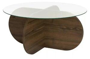 Masuta cafea AERIS, nuc, PAL/sticla, 75x75x35 cm