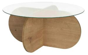 Masuta cafea AERIS, stejar, PAL/sticla, 75x75x35 cm
