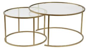 Set 2 masute cafea AURUM, transparent/auriu, sticla/metal