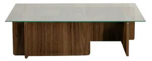 Masuta cafea FLAVIO, nuc/transparent, PAL/sticla, 105x65x30 cm