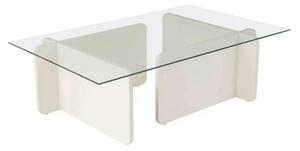 Masuta cafea FLAVIO, alb/transparent, PAL/sticla, 105x65x30 cm