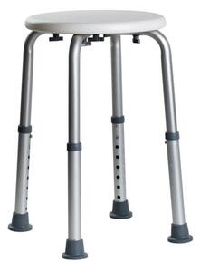 BISK Erga Handicap PRO, scaun de duș rotund reglabil pe înălțime 443x443x526 mm, alb-gri, ERG-07705