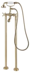 F-Design Lacrima, baterie de baie de sine stătătoare cu set de duș manual, retro bronz-alb, FD1-LRA-11F-66