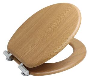 BISK Erga, scaun toaleta din MDF cu inchidere lenta, stejar natural, ERG-08223