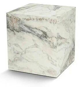 Masuta KUP, alb cu efect de marmura, PAL laminat, 45x45x50 cm