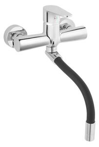 Ferro Algeo Square, baterie de lavoar montată pe perete cu gura flexibilă 150 mm, crom, BAG5FB