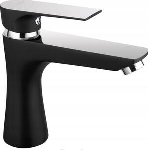 Ferro Algeo Square, baterie lavoar, crom-negru mat, BAQ2BLC