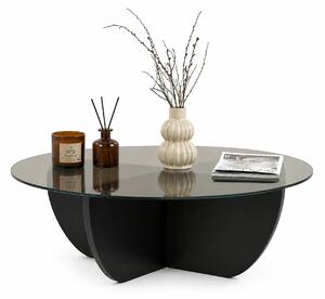 Masuta cafea LIYA, negru/transparent, sticla/PAL, 90x90x30 cm