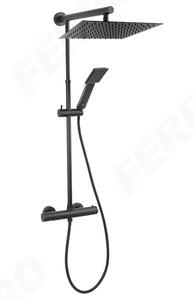 FERRO TREVI - set de dus, robinet termostatic si cap de dus 30x30cm, negru, NP75SQ-TRV7U-BL
