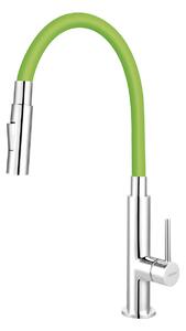Ferro Zumba Slim, baterie pentru chiuvetă cu braț elastic și spray, Verde/crom, 70730-0Z