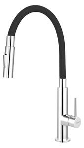 Ferro Zumba Slim, baterie pentru chiuveta cu brat elastic si spray, negru-crom, 70730-0C