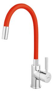 Ferro Zumba, baterie chiuveta cu brat elastic, rosu/crom, 70710-0CV