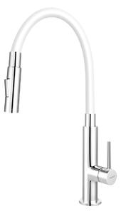 Ferro Zumba, baterie chiuveta cu brat elastic si spray, alb/crom, 70730-0B