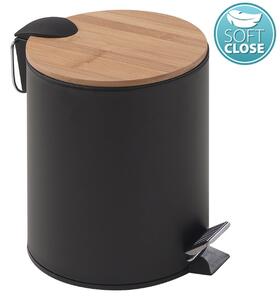Gedy Gedy, KENTA coș de gunoi 5l, Soft Close, mat negru/bambus, 1409
