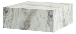 Masuta cafea PRIZMA, alb cu efect de marmura, 90x90x35 cm