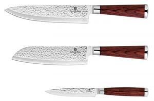 Set de 3 cuțite, lemn roșu