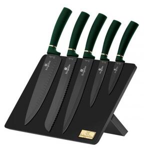 Set de 6 cuțite cu suport, verde smarald