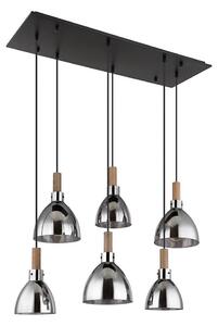 Globo 15550-6H - Lustră suspendată pe cablu MATTEA 6xE27/6W/230V negru/fumuriu