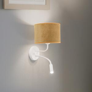 Duolla Aplică de perete cu role, cablu, alb/galben muștar, lumină lectură, Galben, dormitor, Țesătură / Textil, Lumină de lectură