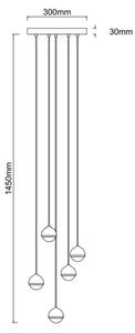 Open Design OR85518 - Lustra LED suspendată pe cablu BOLICINA, 5xLED/5W/230V, auriu/negru