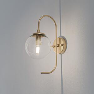 Opviq Aplică de perete Jewel, auriu, sticlă, înălțime 36 cm, E14, reglabil, Auriu / Alamă, Camera de zi / sufragerie, Sticlă, glob