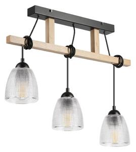 Lustră suspendată cu cablu LEANDRA, 3xE27/15W/230V, stejar/negru