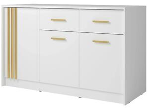 Comoda CANADA CD25, alb/auriu, PAL laminat, 150x42x94 cm