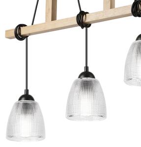 Lustră suspendată cu cablu LEANDRA, 3xE27/15W/230V, stejar/negru