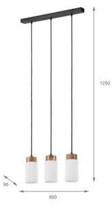 Lustră cu cablu MARKUS 3xE27/15W/230V negru/stejar