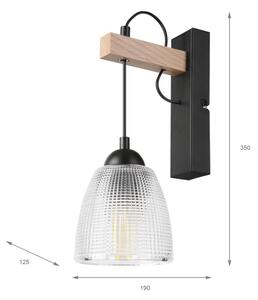 Lampă de perete LEANDRA 1xE27/15W/230V stejar/negru
