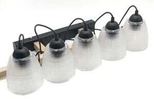 Lustră suspendată pe cablu LEANDRA, 5x E27, 15W, 230V, stejar/negru